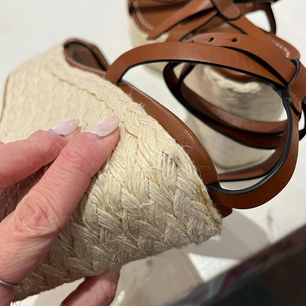 Frame Le Venice Espadrille Platform Wedge Sandal In Tobacco - Size 40 - Picture 11 of 11